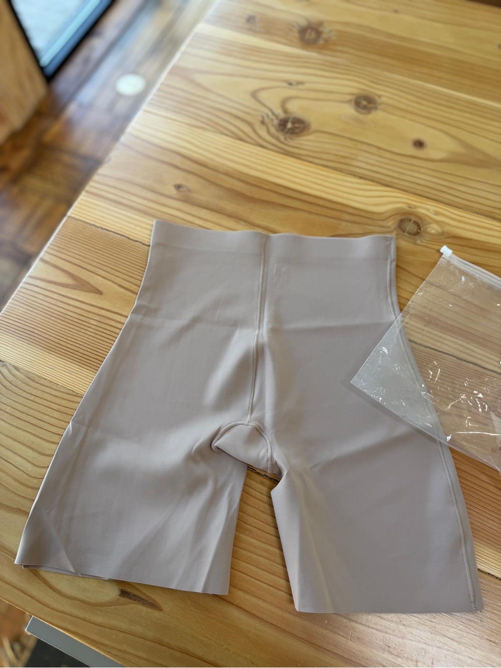 High-Waist Beige Shaping Shorts - Women nude Medium